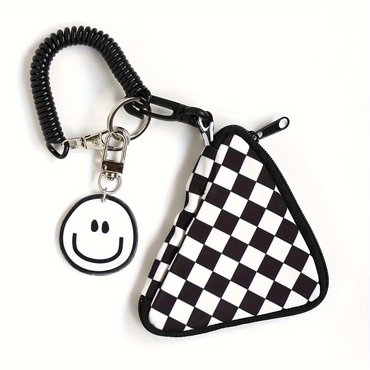 TEMU Men's Checkerboard Small Storage Bag Round Triangle Coin Purse Mini Earphone Bag Key Bag