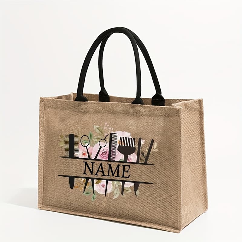 TEMU 1pc Personalized Hair Stylist Pattern Shipping Large Personalized Beach Bag Tote Bag For Women Custom Name Bag, Custom Bag ,