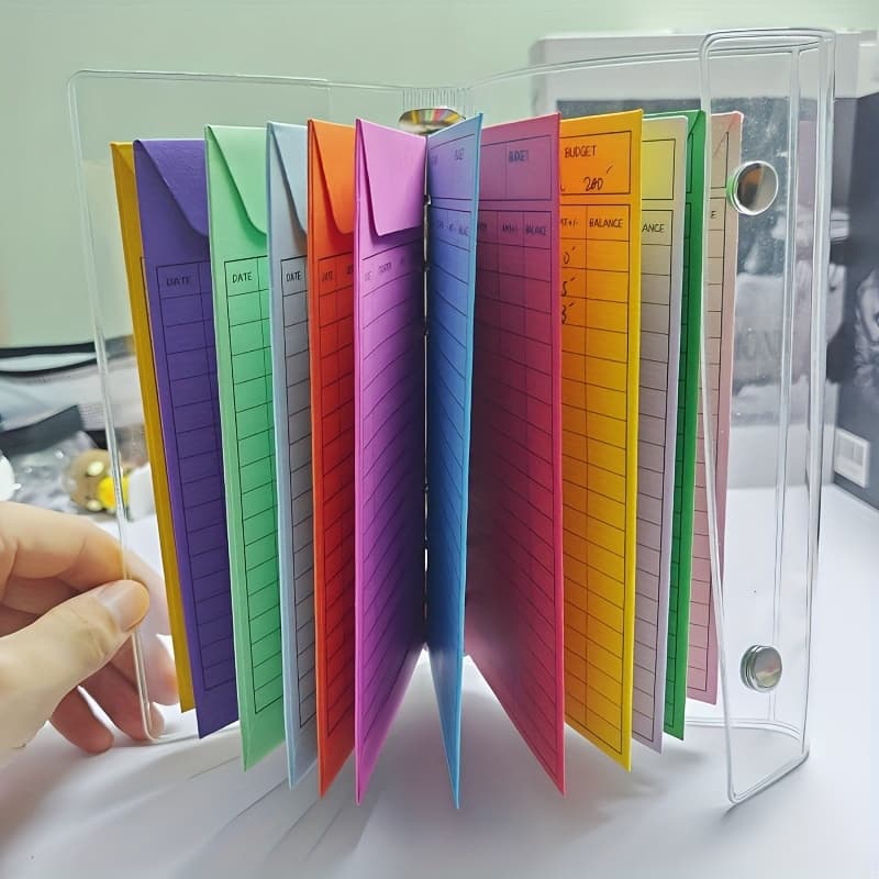 TEMU Compact 1pc A6 Clear Binder/ 1 Set Of Clear Binders + 12 Envelopes With And Included Budget Envelope - Perfect For Budgeting, Income Tracking, And Challenges.