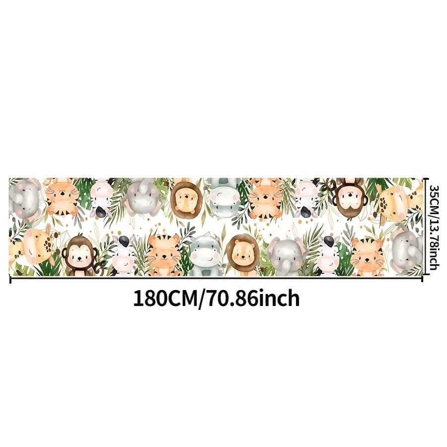 TEMU 1pc Jungle Birthday Table Runner Animals Giraffe Shower Polyester Tablecover Birthday Decorations Seasonal Spring Summer Kitchen Dining Table For Home Party Decor