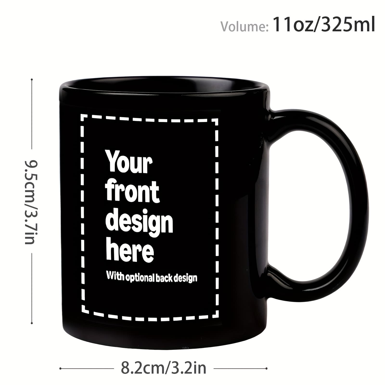 TEMU 1pc Personalized Ceramic Mug - Custom Cup 11oz, Customizable Front And Back Template, Reusable, Reusable High-, Ceramic, Coffee Bar Accessories, , Father's Day Gift, Coffee Or !