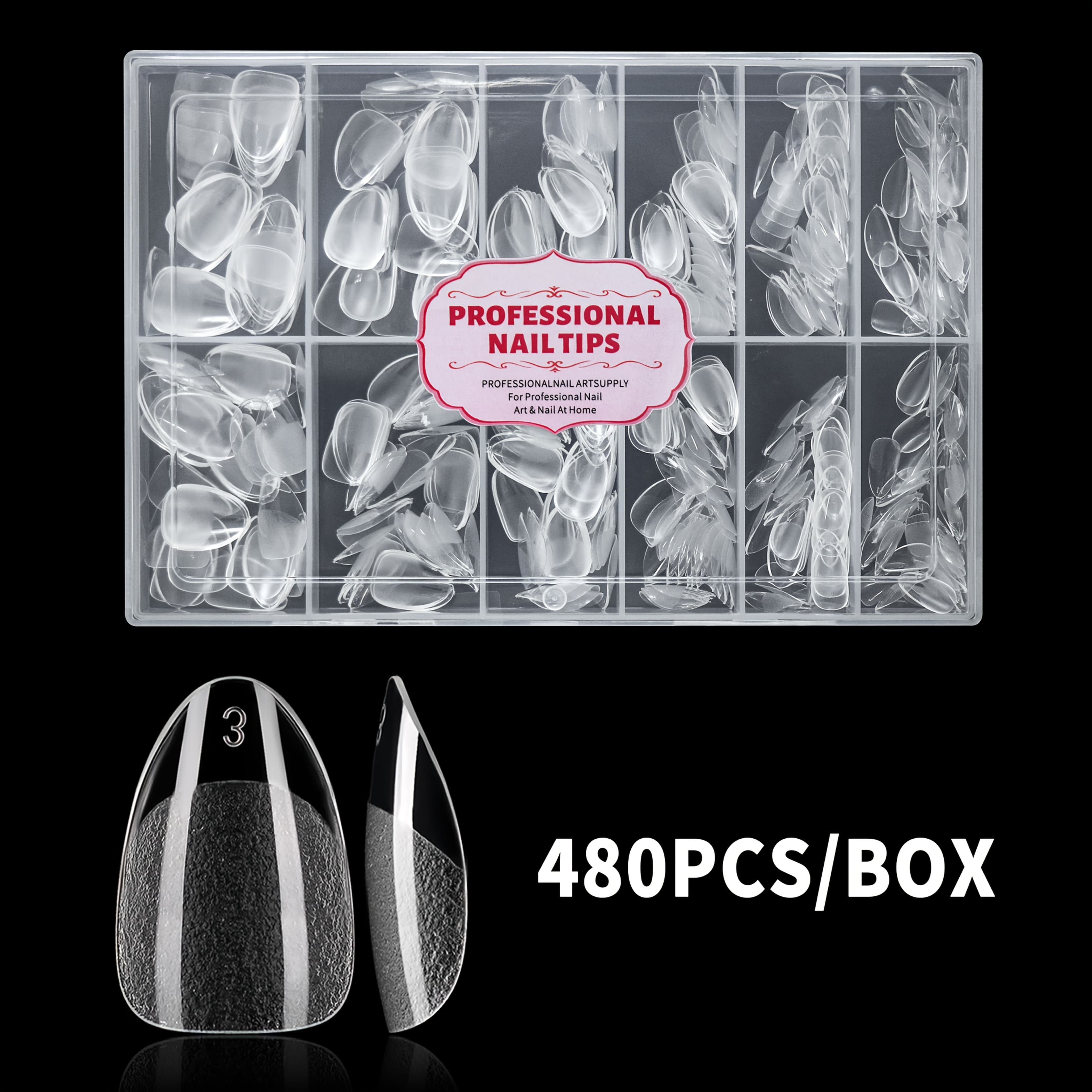 TEMU 480/216pcs Ultra-short Almond False Nails, Acrylic False Nails, Design - Valentine's Day Nail Art Set, Full Coverage Rough Matte Pressing Nail Stickers, Suitable For Home Diy