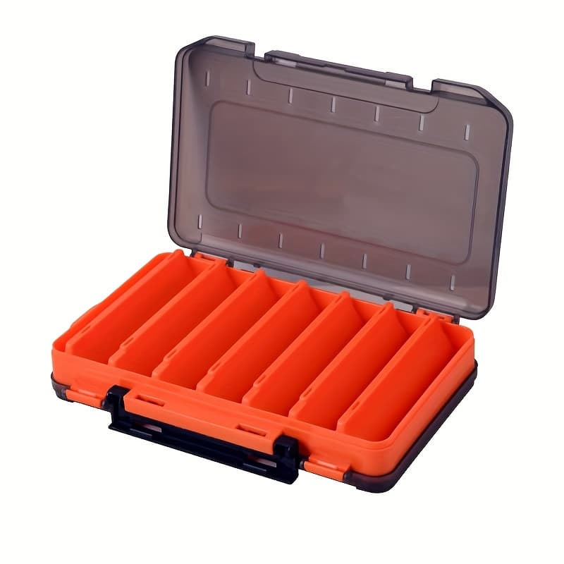 TEMU 1 Dual-sided Fishing Lure Organizer Box - 14 Compartments, Durable Abs, Portable Storage For Minnow, Pencil, Squid Baits