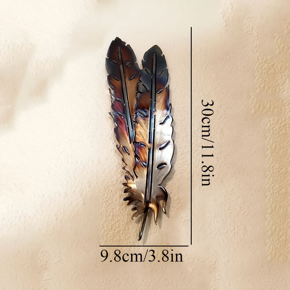 TEMU 2d Flat, Metal Eagle Feather Wall Art - Vertical Wall-mounted Feather Decoration Suitable For Home, Office Decor - Elegant Feather, Housewarming, Father's Day, Wedding & Graduation Gift, 2d Flat