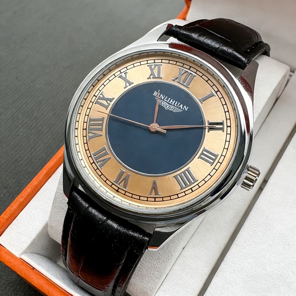 TEMU Men's Quartz Watch With Display & Quartz Movement - Minimalist, Wristwatch Suitable For Casual Attire, & Special Occasions
