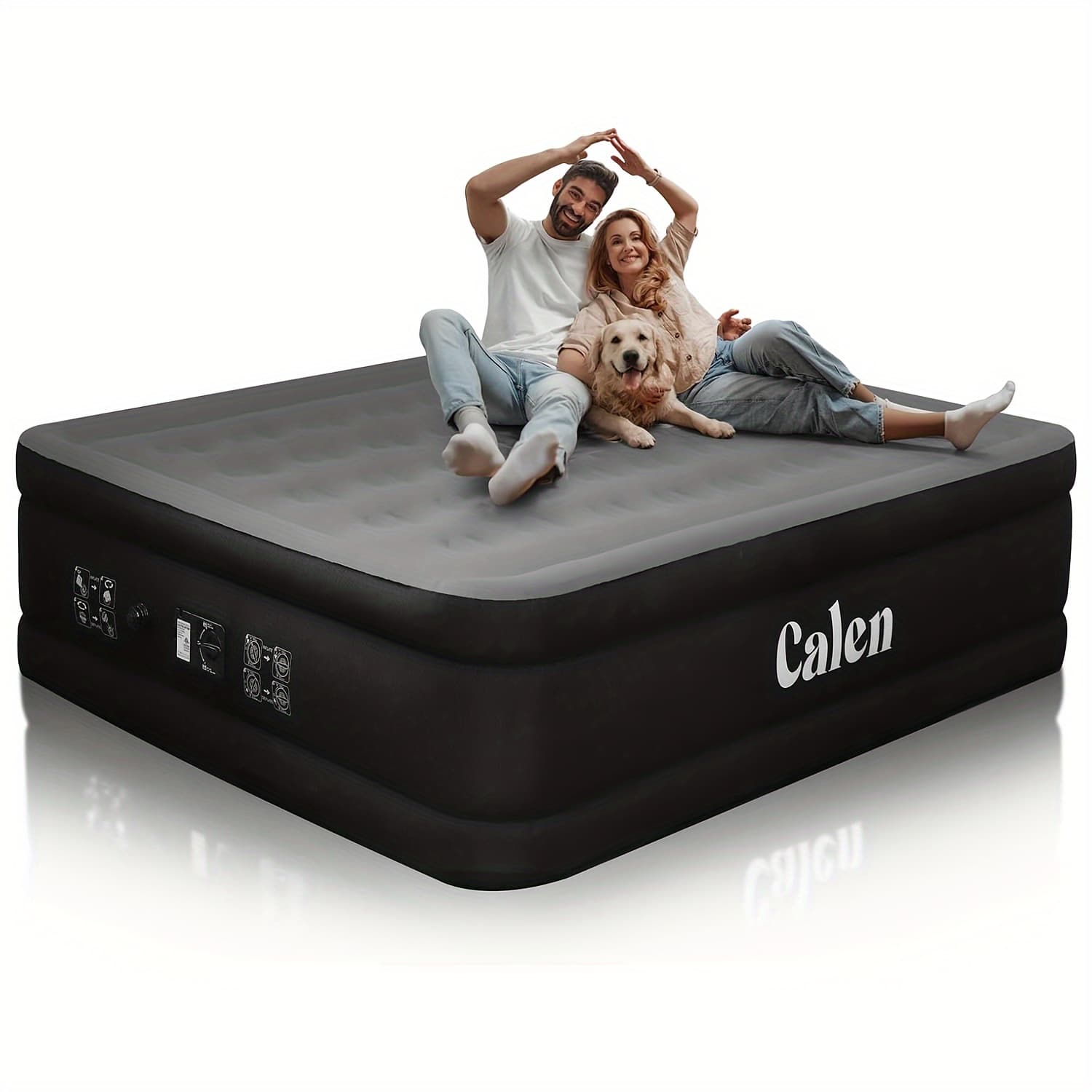 TEMU Queen Size Mattress With Built In Pump, 18 Inch High 3 Minutes Fast Self Inflating, Blow Up Inflatable Mattress For Camping Tent Guests Home Portable And Foldable With Carry Bag, And Repair Tools