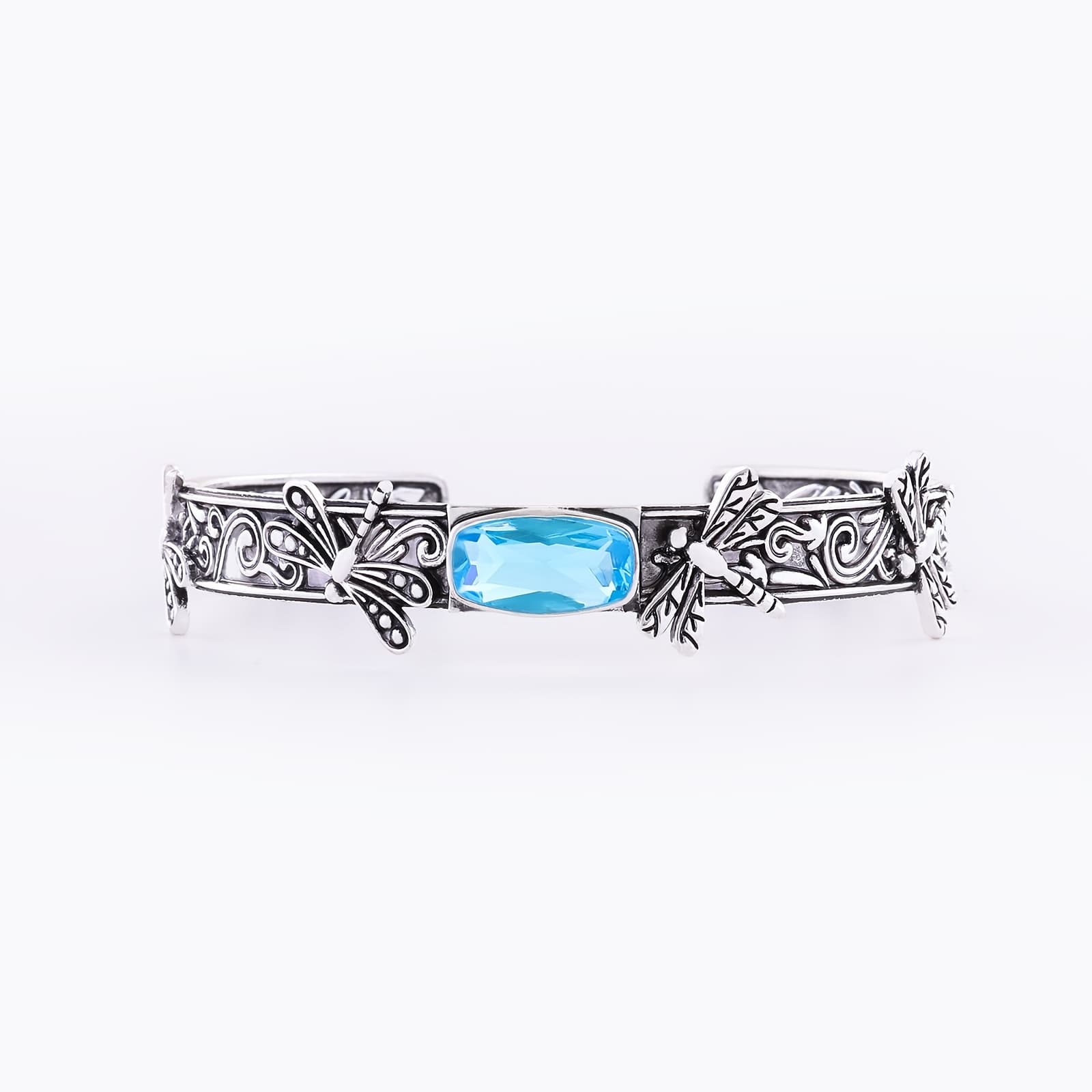TEMU A -sided Bangle Featuring A Dragonfly Design, With Inlay And Synthetic Zirconia. This Dragonfly Bangle, Designed With A Bamboo Motif, Is And Events