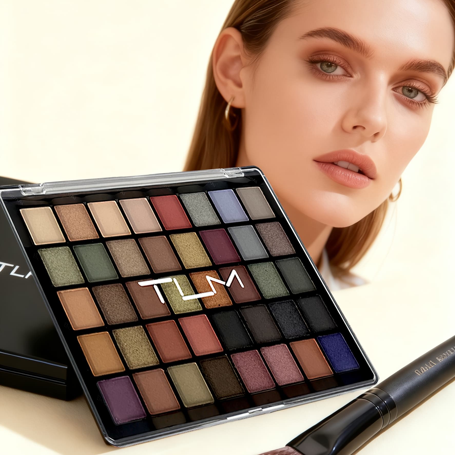 TEMU 1pc Tlm Eyeshadow Palette, 40-color Large Makeup , Smoky Eyeshadow, Colored Matte