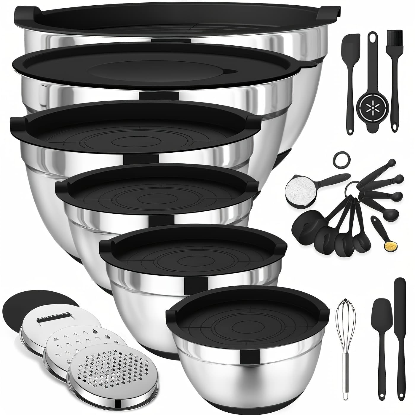 TEMU Set Of Mixing Bowls Made Of Stainless Steel For Cooking, Baking, And Preparation - Essential Kitchen Tools For Food Prep, Fruits, Noodles, And More - Utensils, Supplies For School