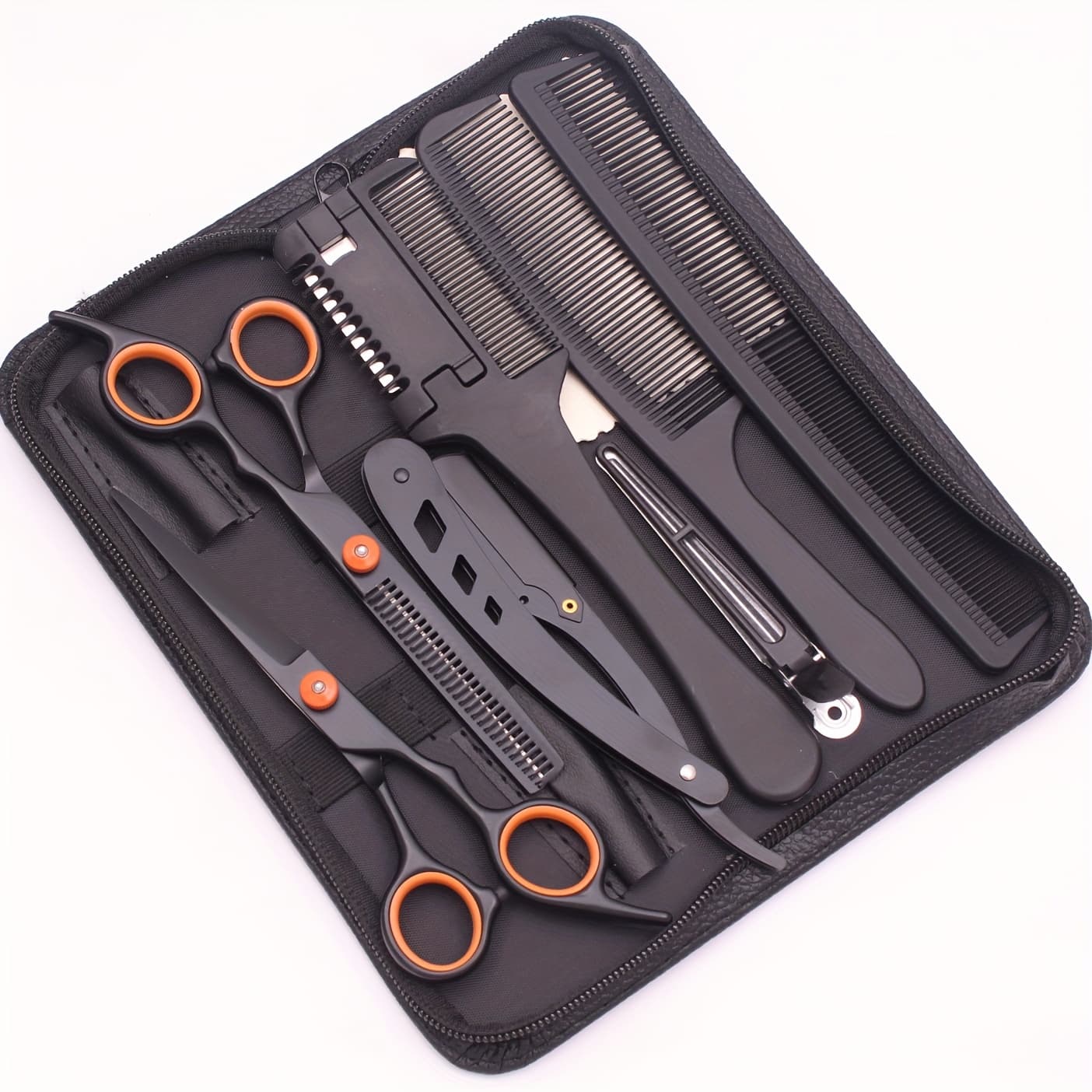 TEMU Professional 6" Japanese Steel Hair Scissors Set - 3pcs Texturizing Kit With Thinning Shears, Comb & Detangling Comb For Salon/ Home Use