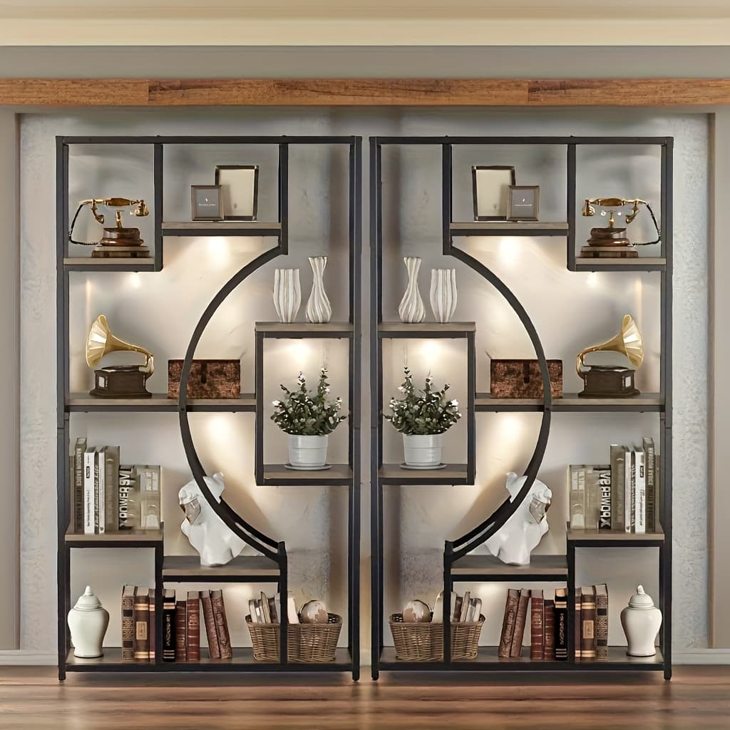 TEMU 8 Tier Bookshelf, Industrial Bookcase With 18 Storage Shelves, Storage Rack Shelves In Living Room/brdroom/home/office, Books Holder Organizer For Books/movies, Gray, 78.79"w X 11.79"d X 70.9"h