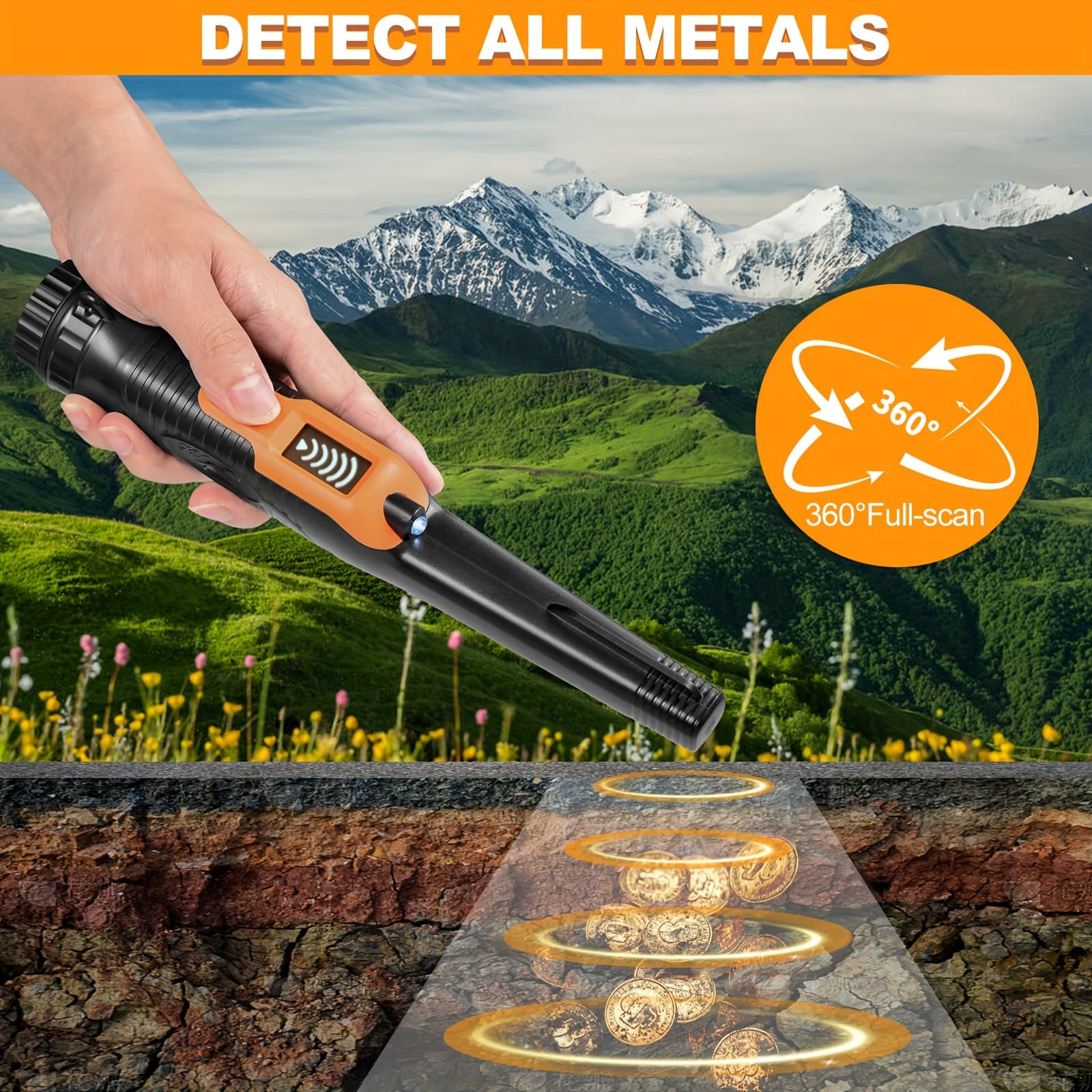 TEMU Metal Detectors For Adults For Professional For Beginners Metal Detector Wand Machine Handheld Small Positioning Stick Outdoor Treasure Hunt