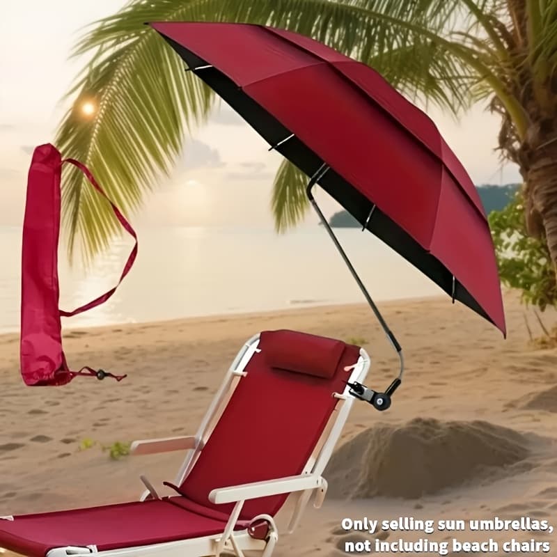 TEMU Portable Clip-on With Double Ventilated Top And 360 Degree Adjustable Angle, Reinforced Outdoor Parasol For Beach Chairs, Camping, Fishing, Yard And Outdoor Travel