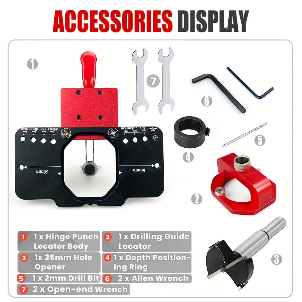 TEMU 35mm Hinge Hole Holder Adjustable Wardrobe Door Hinge Hole Retainer Hinge Hole Punch Installation Tool