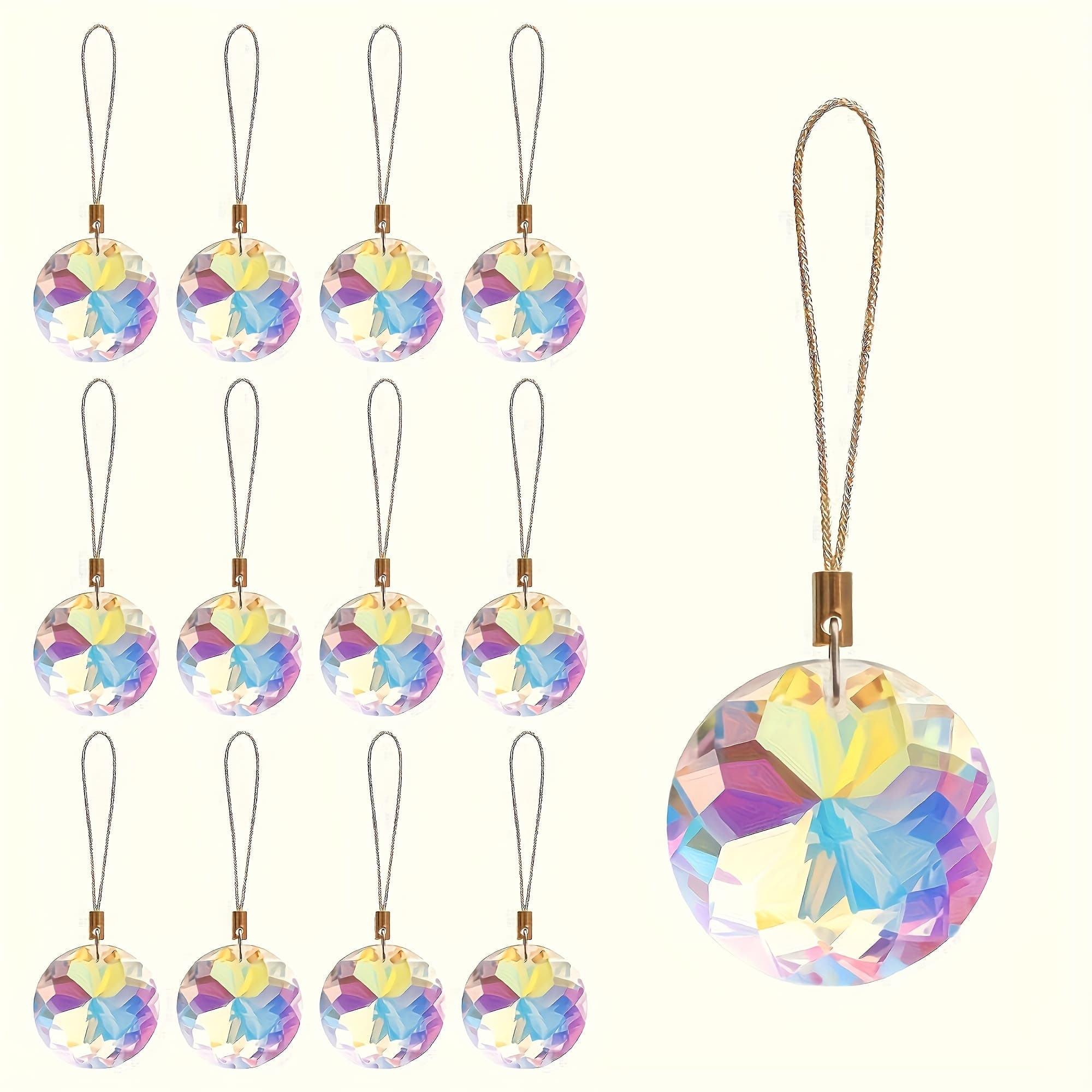 TEMU 12pcs Glass Prism Ball Christmas Tree Ornaments - Sparkling Hanging Decorations With , No Feathers/power-free For , Weddings, Parties, /outdoor - Elegant Glass Spheres (holiday & Decor)