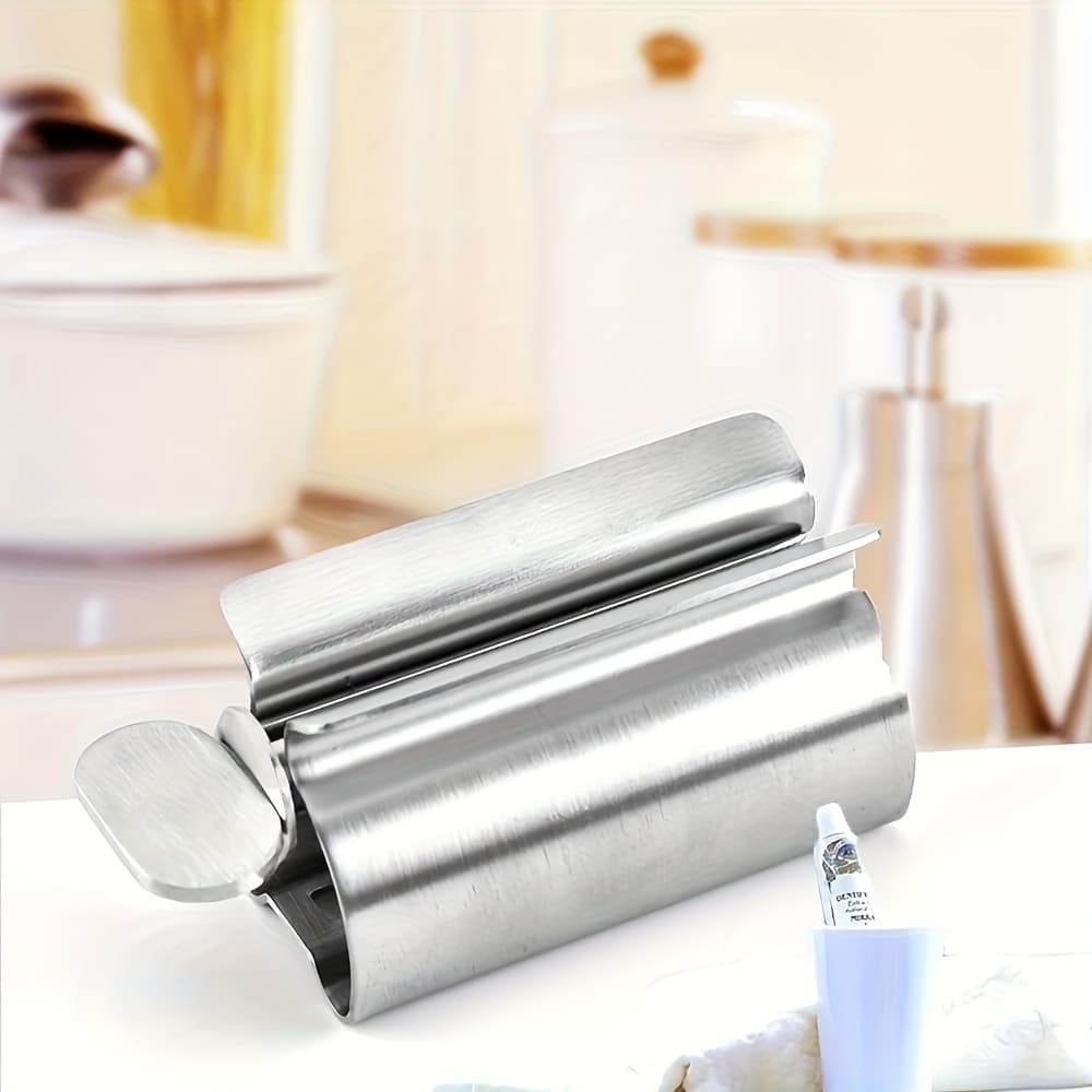 TEMU 1 Stainless Steel Toothpaste Squeezer - A Simple Roller And With A Lever Mechanism, A Durable Metal Bracket, And Use Of Toothpaste, Making It An For Travel And Daily Bathroom Accessories