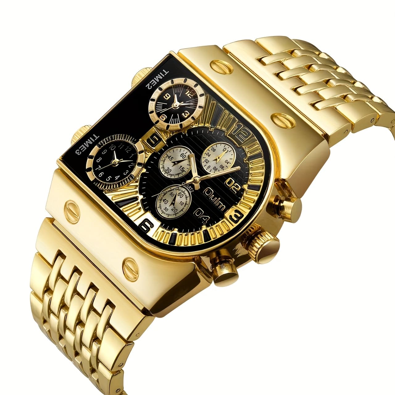 TEMU 1pc Men's Multi Time Zone Large Dial Watch Business Quartz Watch