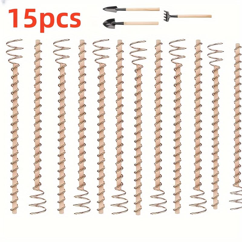 TEMU 15pcs, Copper Wire Coil Antenna Plant Stake For Garden Plants And Vegetables Electric , Garden Supplies, Plant Supplies Long Stake, Planting Garden Electric Copper Wire Coil Antenna