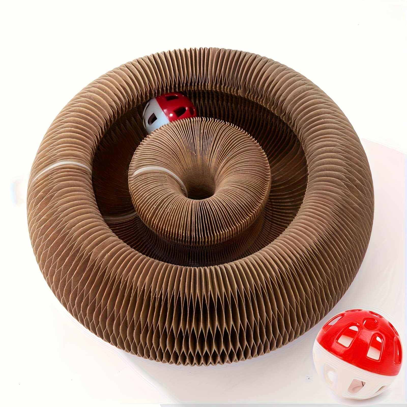 TEMU Interactive Cardboard Scratch Pad, Durable And Flexible Cat Scratcher Toy For Indoor Entertainment And Natural Feline Behavior