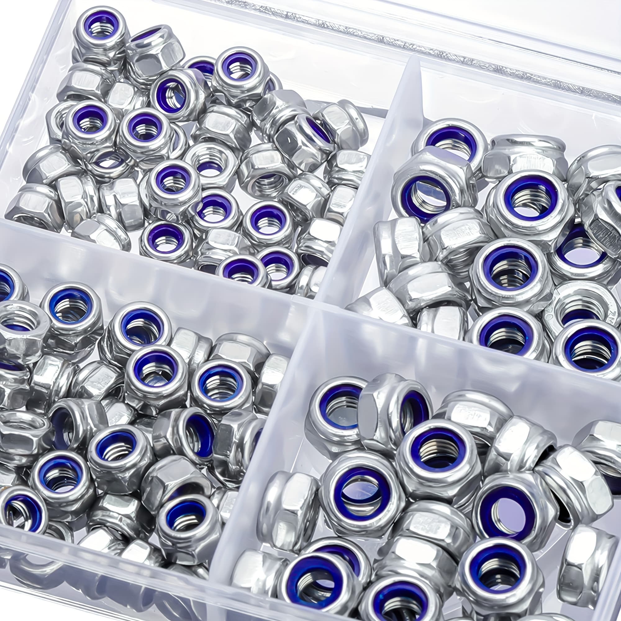TEMU 150pcs M4/ M5/ M6 Stainless Steel Nylon Anti-slip Self-locking Nuts, Hexagonal Screw Caps For Construction, Maintenance And Installation, Hexagonal Screw Caps