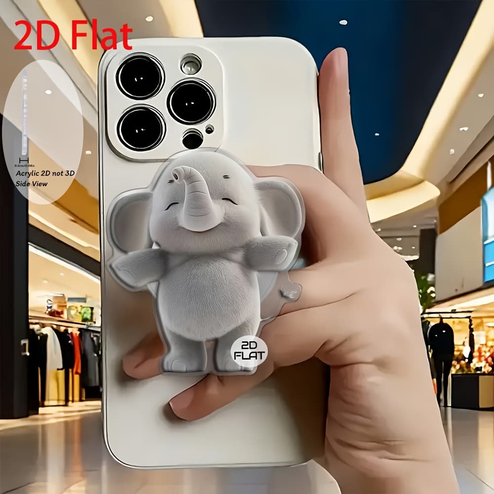 TEMU A Trendy And Adorable 2d Cartoon Elephant Mobile Phone Holder Made Of Acrylic, Featuring A Retractable Design