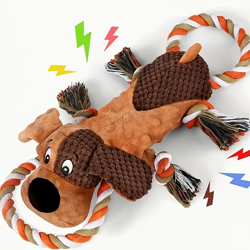 TEMU Large Squeaky Dog Toys For Aggressive Chewers, Interactive Tug Of With Pull Rope, Tough Plush Pet Dog Chew Toys For Small, Medium And Big Dogs