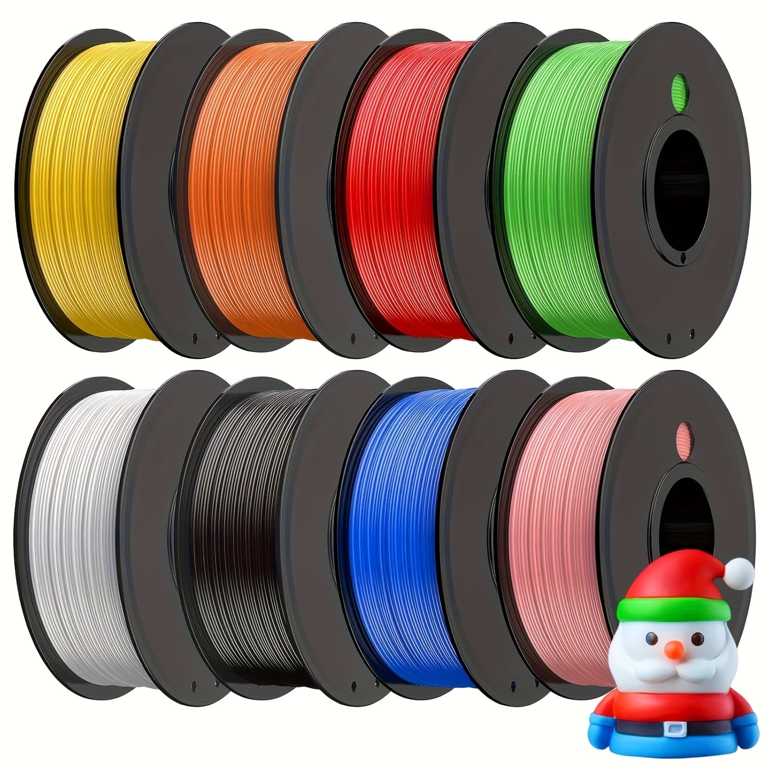 TEMU Pla 3d Printer Filament 1.75mm Bundle | 0.25kg Per Spool, 2kg Total | 8 Packs | Colors: Black, White, Red, Yellow, Pink, Blue, Orange, Green
