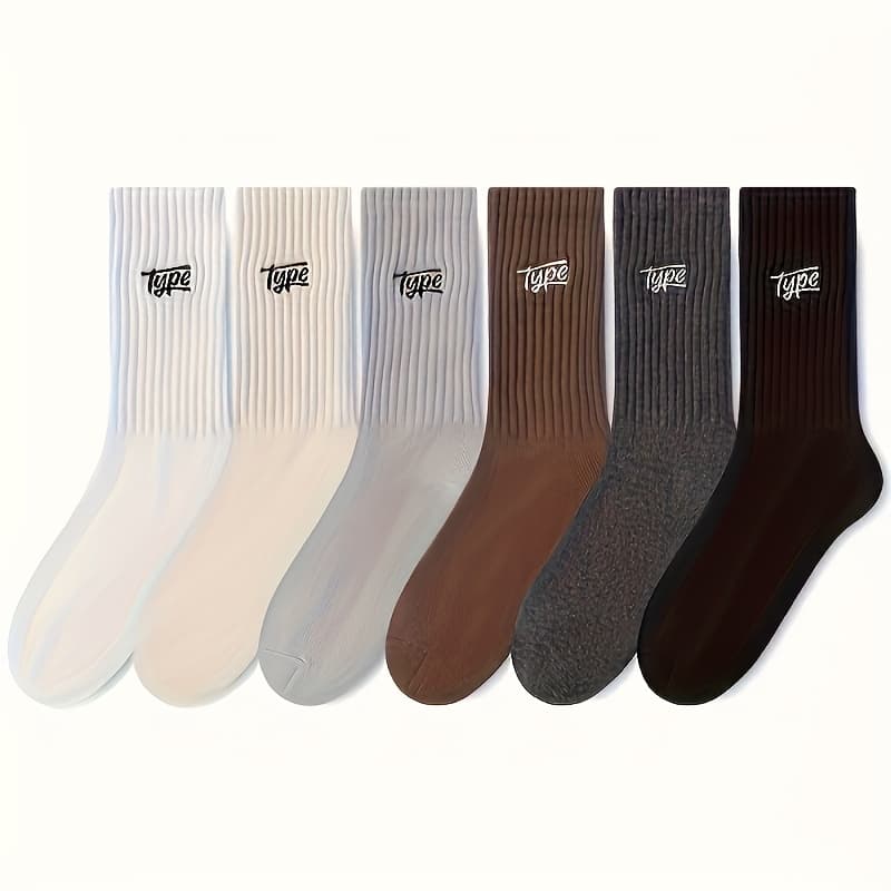 TEMU 6 Pairs Men's Socks, Women's Socks, 168 Needles Craft, Sweat-absorbing Sailor Socks, Comfortable Breathable Socks, Suitable For Daily And Outdoor Wear, Sweat-resistant