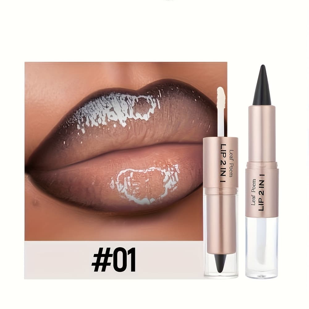 TEMU Lip Liner Lip Gloss Double-head -one Makeup Product - Matte Lip Liner, Mirror-like Lip Gloss, Lip Cream - With Glossy Finish - Perfect Gift