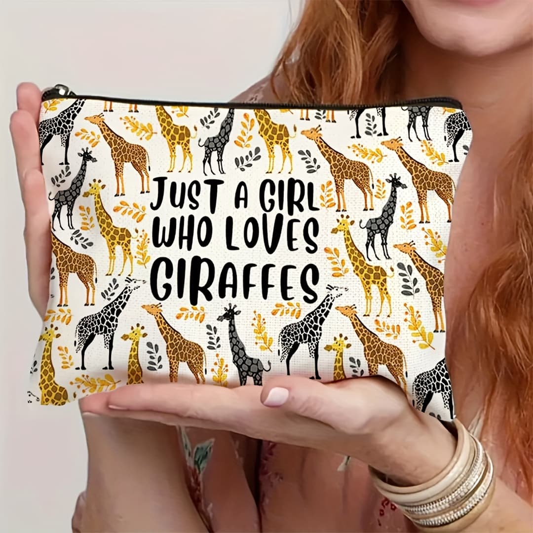 TEMU Chic Giraffe Makeup Bag For Women - Perfect Gift For , Ideal For Travel & Everyday Use