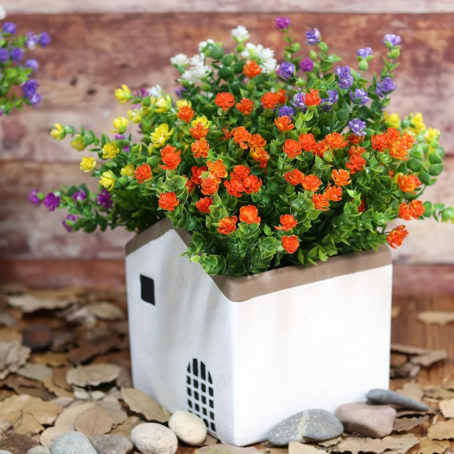 TEMU 40 Bundles Artificial Flowers Outdoor Uv Resistant Fake Flowers Summer Decoration Flower Floral Diy Home Greenery Shrubs Plants Home Garden Decor (mix Colors)