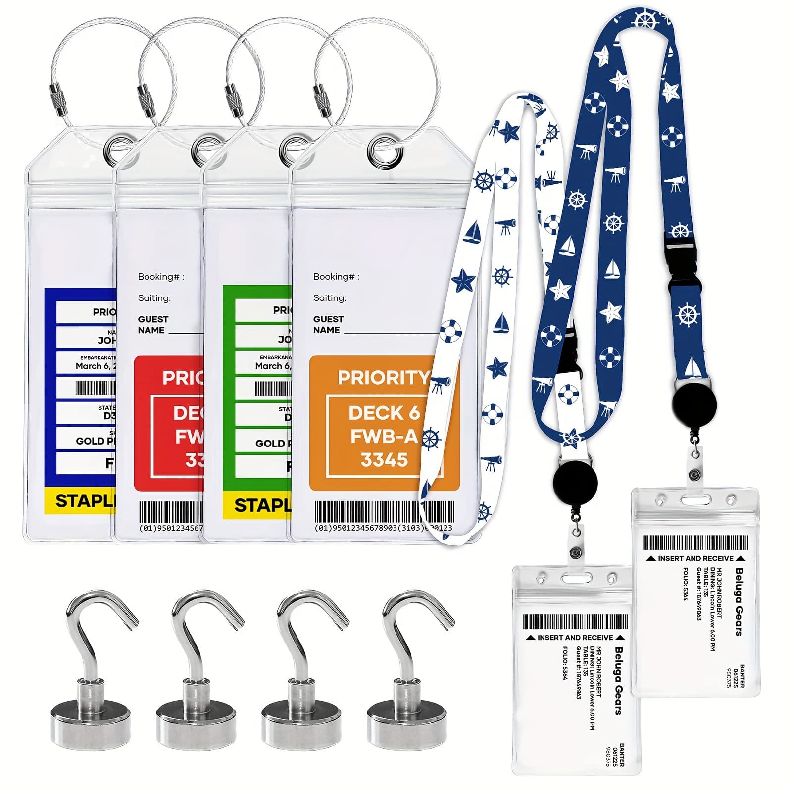 TEMU 16pcs Set: 2pcs Lanyard + 2pcs Waterproof Card Holder + 4pcs Cruise Hook + 4pcs Wire Ring + 4pcs Luggage Tag