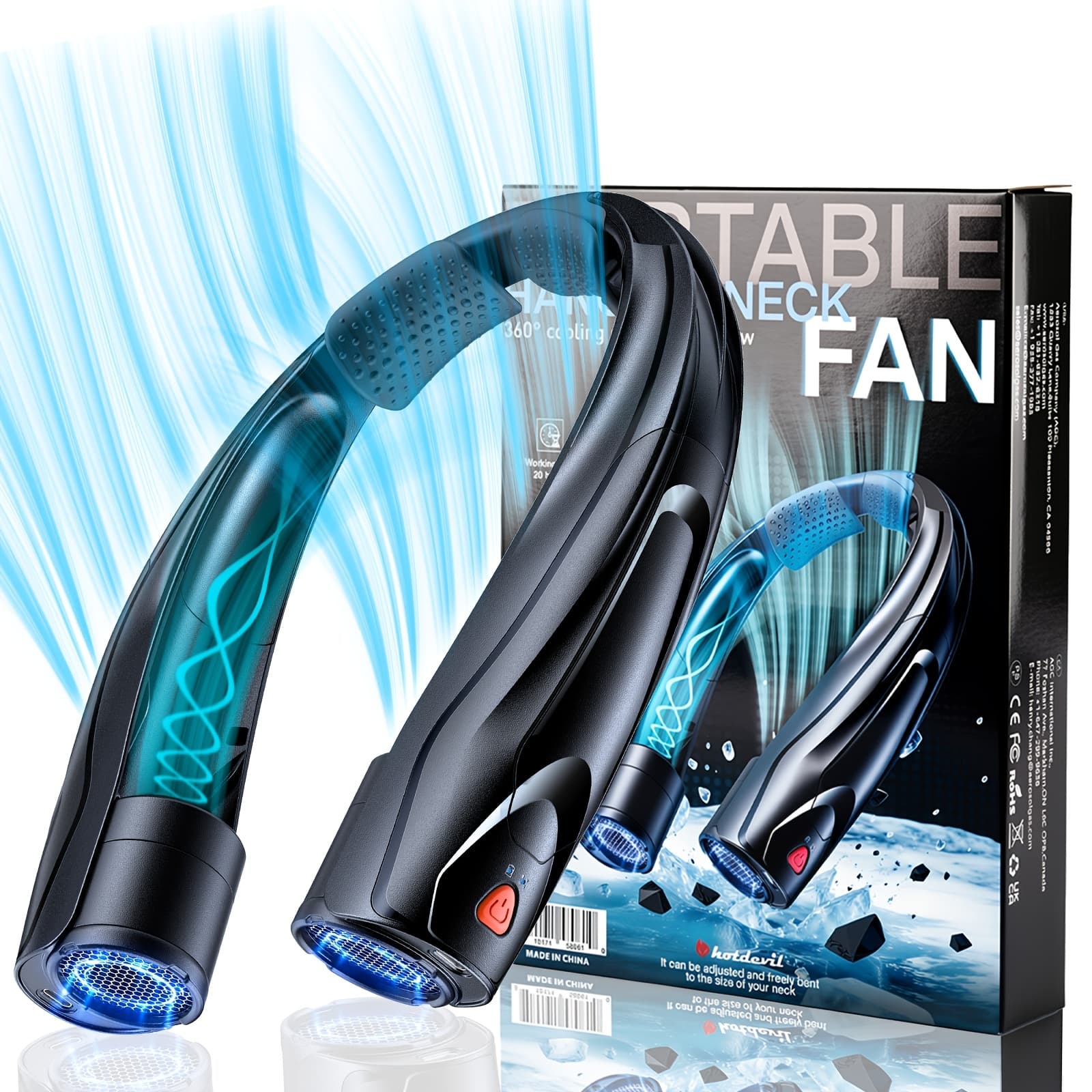 TEMU Portable Neck Fan - Quiet Rechargeable Personal Fan With 6 , 360° Cooling Surround Airflow, Long-lasting Wearable Fan For Outdoor Travel, Office, Leisure And Gift
