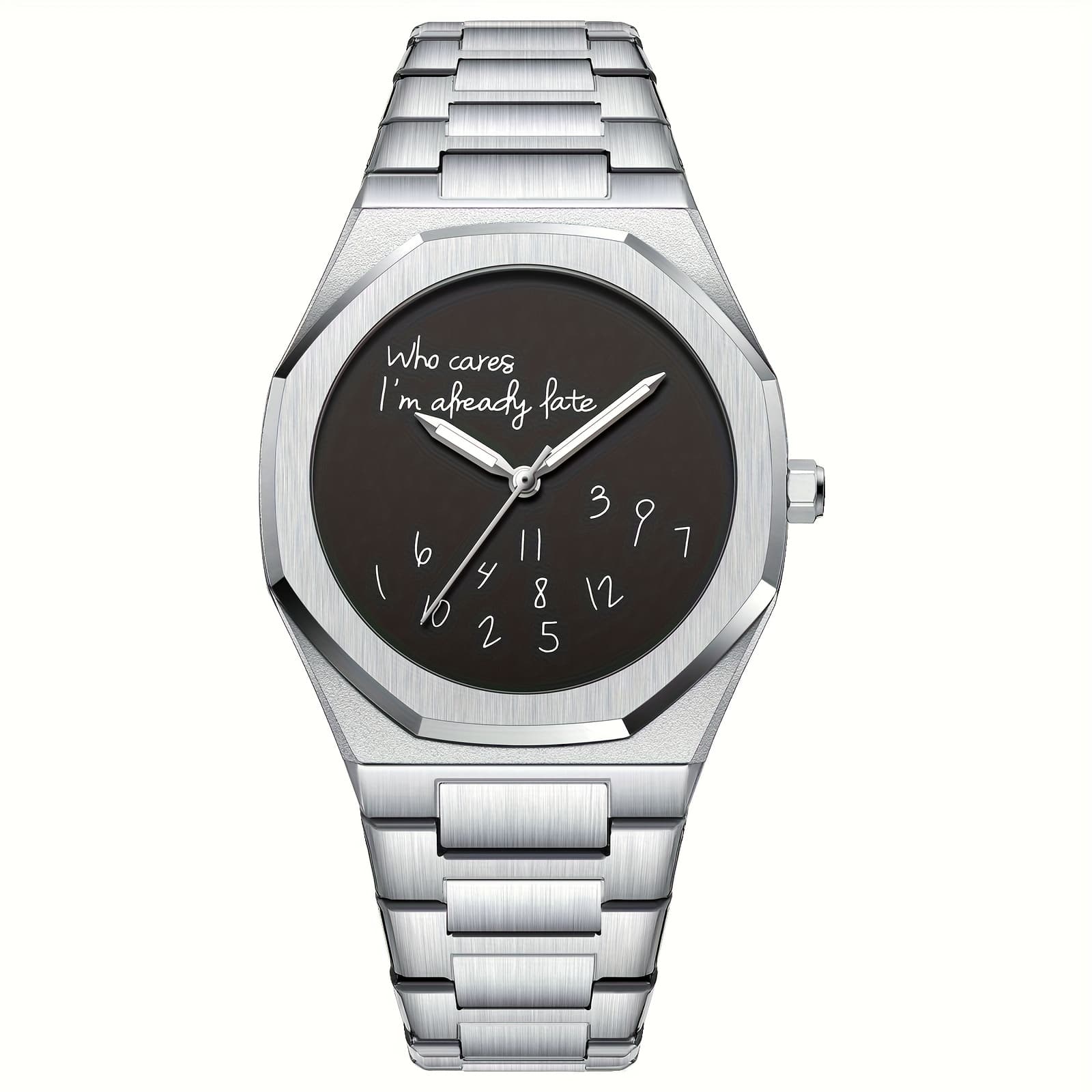 TEMU Men's Stylish Slogan Watch, Casual Business Quartz Watch, For Him