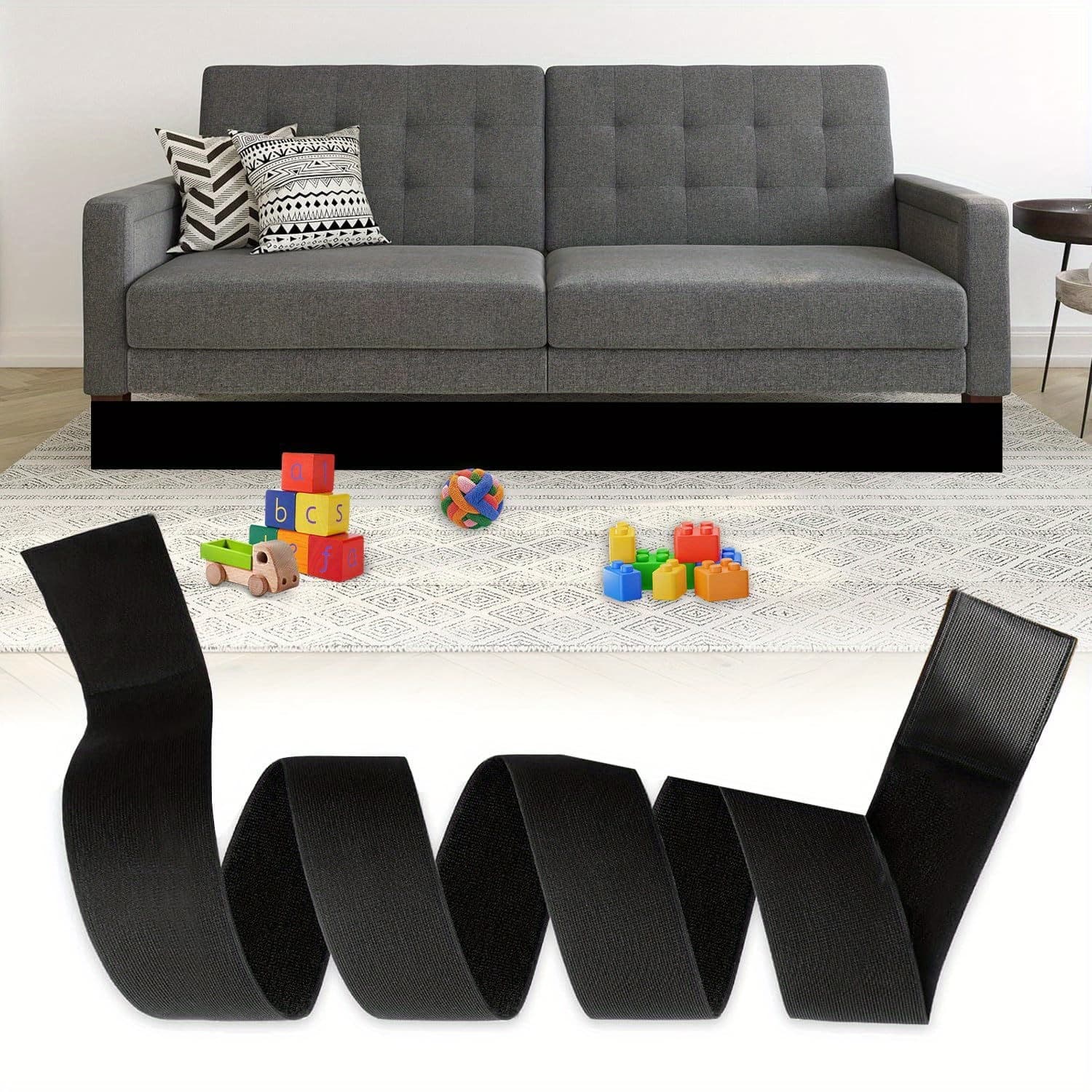 TEMU 1pc Of Pet Barrier For Under The Sofa, , Toy Barrier For Under The Bed And Sofa, Prevents Items From Falling Under The Sofa Bed And , Black 3in X 132in