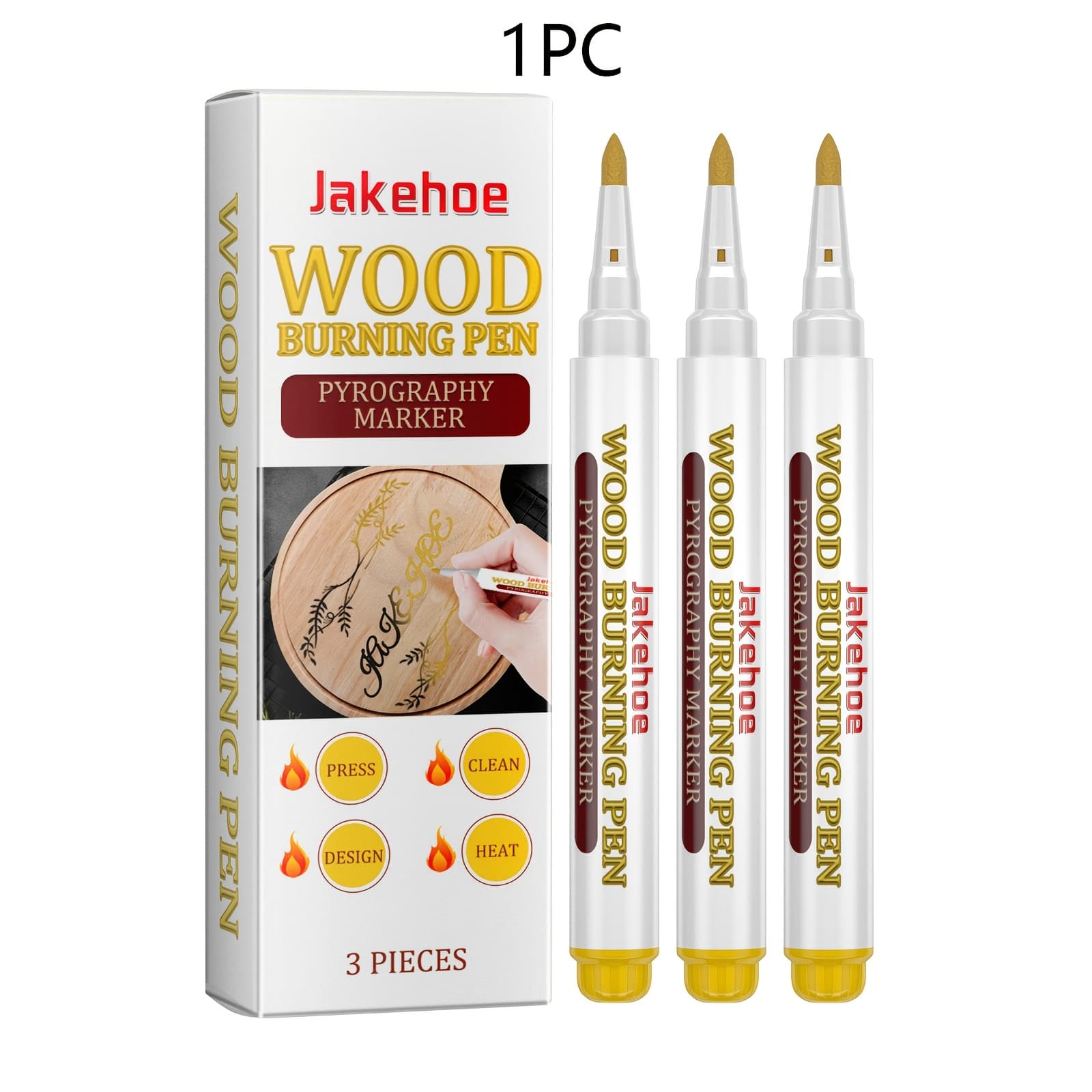 TEMU 3pcs Fabric Markers, Wooden Coaster Pens, For Crafts And Home Decor