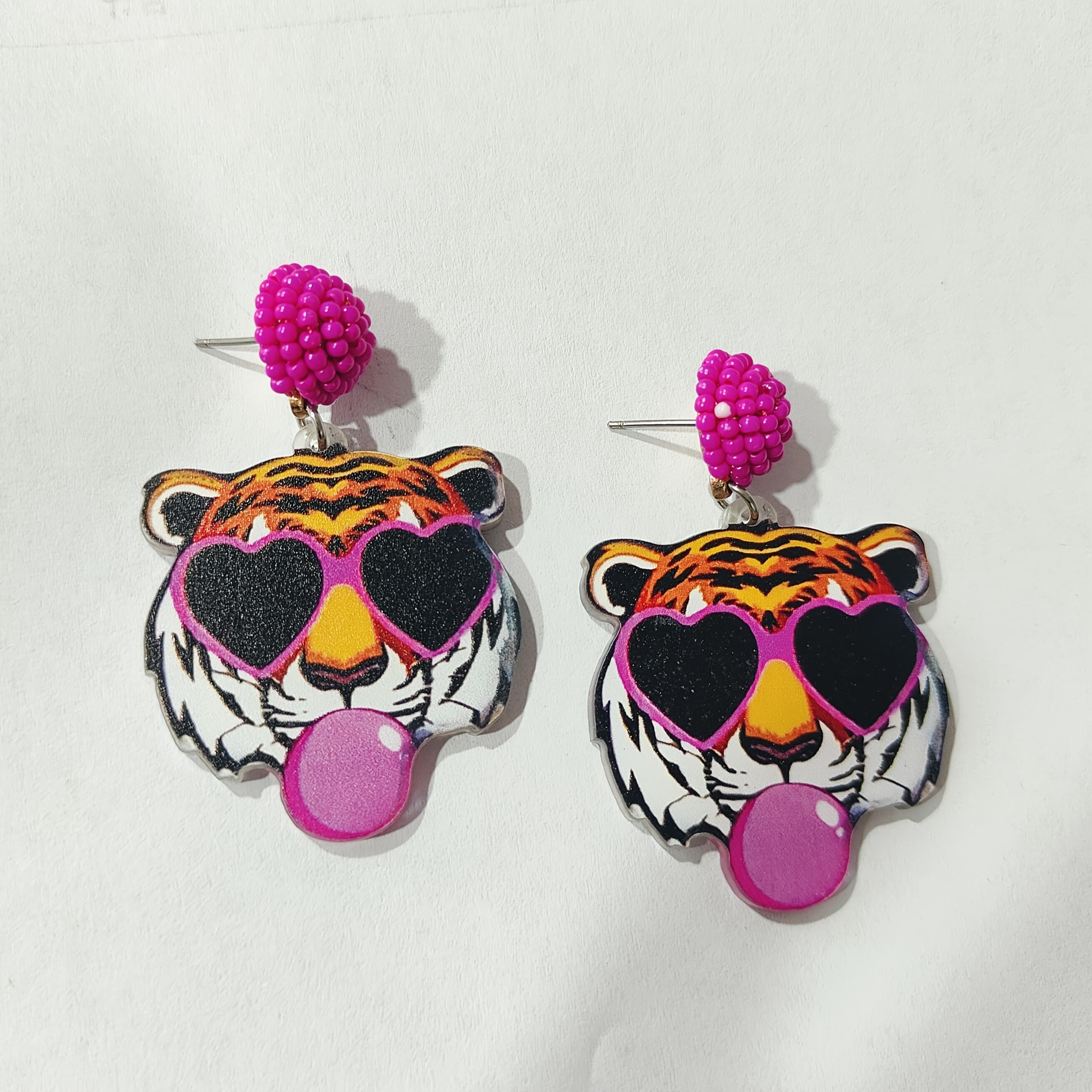 TEMU 1 Pair Of Large Swinging Spliced Handmade Beaded Fashion Earrings - Hip-hop Punk Style Trendy High-quality Streetwear Jewelry, Versatile Sweetheart Essential Valentine's Day Gift For Girlfriend