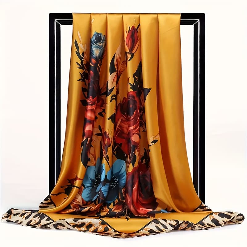 TEMU 1pc 35.43-inch Headscarf, Brand -conditioned Room Scarf, Seasonal Fashionable Handkerchief, Outdoor Travel Shawl, Women's Slim 90*90cm Small Scarf, Popular Printed Style