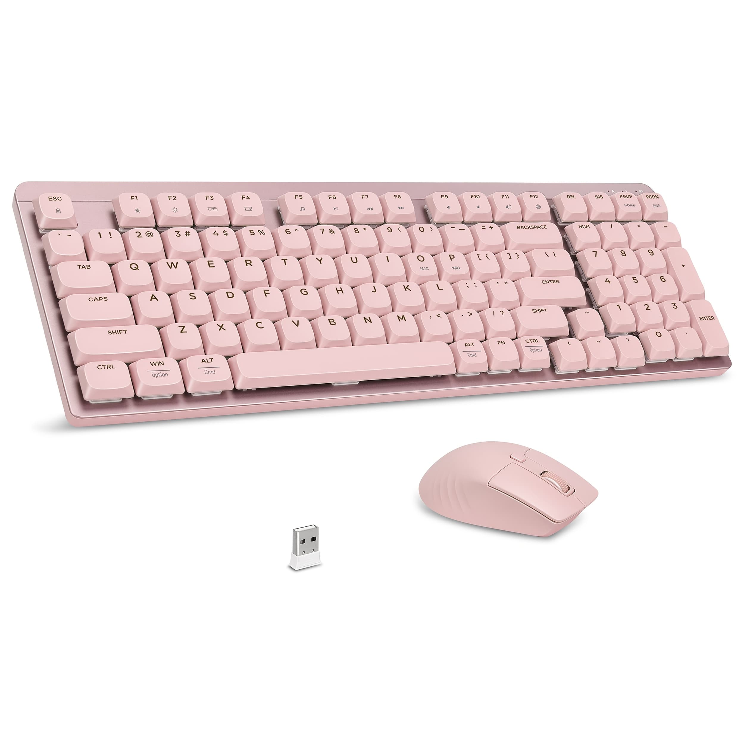 TEMU Leadsail Fa98 Wireless Mechanical Keyboard And Mouse, 2.4ghz Cordless Mechanical Keyboard And Silent Mouse, Low-profile Red Switch, 98-key Compact Slim 96% Keyboard For Windows/ Pc Laptop