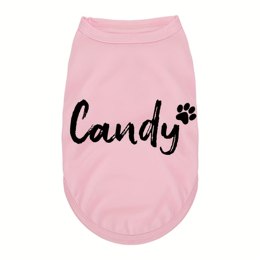 TEMU Personalized Dog Clothing Pullover - Custom Name & Paw Print Design, Soft Pet T-shirt For Small/medium Dogs, Comfortable Wear, Perfect Gift For Pet Lovers, Customizable Fabric, Dog Clothes