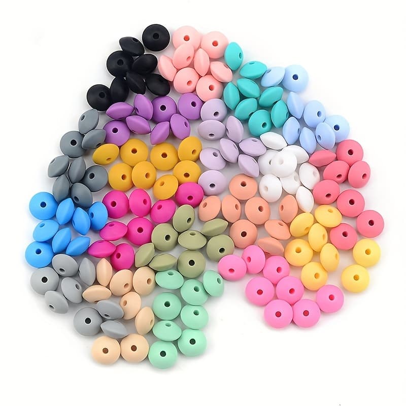 TEMU 200pcs 12mm Mixed Color Silicone Spacer Beads For Diy Keychains, Necklaces, Bracelets, Decorative Beads, 19 Colors