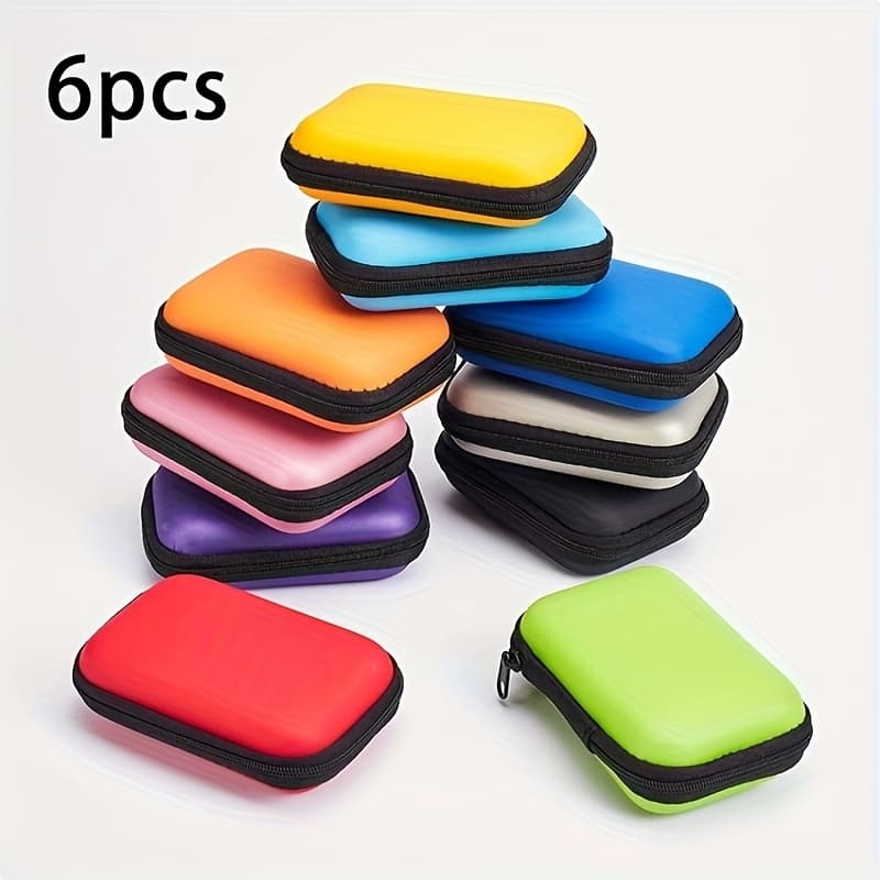 TEMU 6pcs Electronics Organizer Pouch, Cable Storage Bag For Travel, Portable Case For Charger, Earphones, Cables, Usb Drives, Travel Electronics Organizer, Eva Bag For Additions
