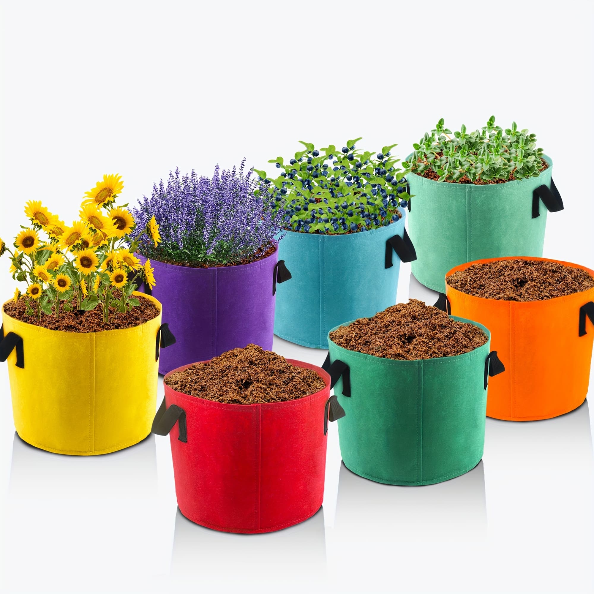 TEMU 10 Gallon Grow Bags, 7 Pack Colorful Fabric Plant Pots With Handles For Garden And Outdoor Planting10 Gallon Grow Bags