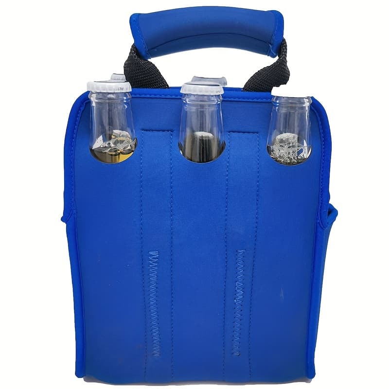 TEMU 1pack Insulated Neoprene Bottle Cooler Bag - Secure Carry Handle For Traveling With Water/beer Bottles Outdoor Wine Sleeve 6 Bottles Can Cooler
