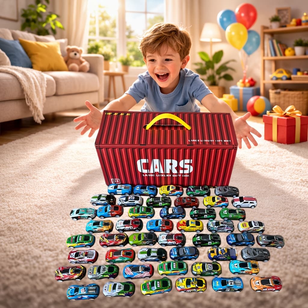 TEMU 48pcs Racing Car Toy Set For Boys Age 3+, Friction Powered With 4-level Garage & Track, Play Gift