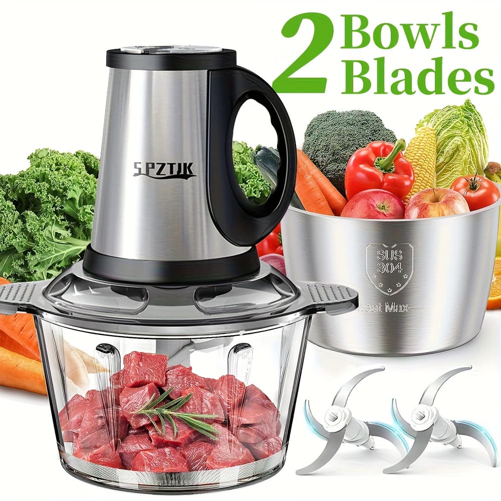 TEMU Electric Food Chopper Featuring And Dual-level , Suitable For Grinding Meats, Preparing Salads, Chopping Nuts, And More. Ideal For Home And Kitchen Use