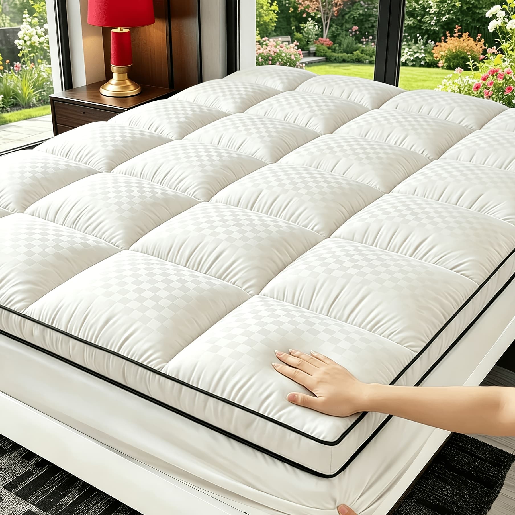 TEMU Mattress Topper -cooling Mattress Pad Cover For Bed - Soft Mattress Protector Pillow Top With 8-21 Inch Deep Pocket 3d Down Alternative Filling, Machine Washable