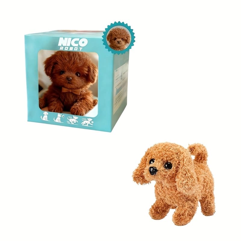 TEMU 2026 Cute Teddy Electronic Pet Dog, , Bark And Wag Its Tail, Interactive Robot Dog Toy, Exquisite Gift Box Set, Christmas And Birthday Gifts, Easter, Gifts, Children's Day Gifts