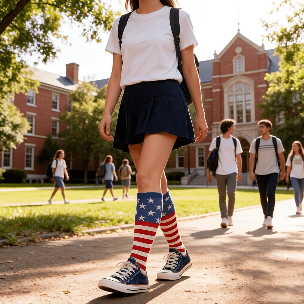 TEMU American Flag Stockings Thigh High Leg Warmers Cosplay Over The Knee Thigh High Socks For Woman