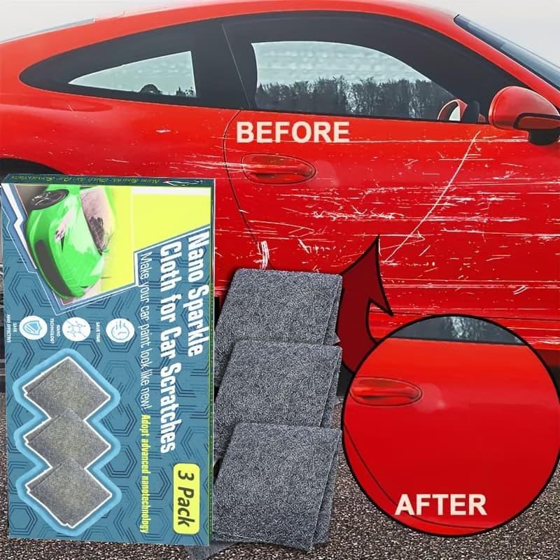 TEMU 3pcs Nano Sparkle Cloth Car Scratch Remover, Nanosparkle Cloth For Car Scratches, Shine Cloths For Car Scratches